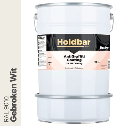 Holdbar Anti Graffiti Coating Gebroken Wit (RAL 9010) 10 Kg - Maakt Graffiti verwijderbaar - Graffiti Verwijderen - In Alle Kleuren - Voor Steen, Beton, Hout, Metaal en Tegels