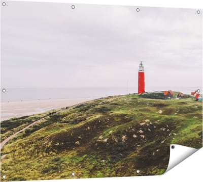 Gards Tuinposter Vuurtoren Texel - 120x90 cm - Tuindoek - Tuindecoratie - Wanddecoratie buiten - Tuinschilderij