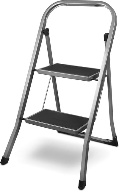 Stalen Opstapje met 2 Treden - Compact en Veilig, Antislip, 150 kg Draagvermogen, TÜV/GS-gecertificeerd