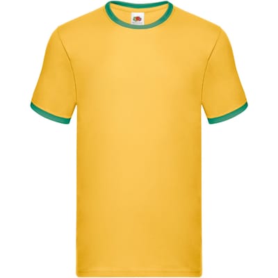 Fruit of the Loom Heren Ringer Contrast T-shirt (Zonnebloem/Kelly Green)