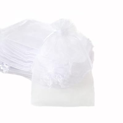 Dailygoods- Organza Zakjes 50 Stuks - Geschenktas - Trekkoord - Snoepzakjes - Sieradenzakjes - 20 x 30 cm - Wit - Geschenkzakjes