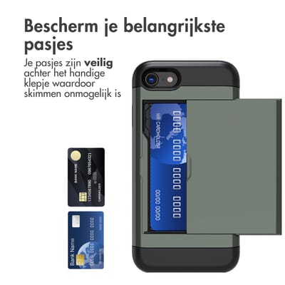 imoshion Hoesje met Pasjeshouder - Geschikt voor Apple iPhone SE (2022) / SE (2020) / 8 / 7 - Donkergroen