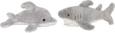 Ravensden - Pluche zeedieren knuffel set - dolfijn en haai