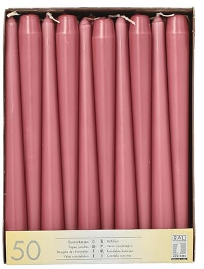 Kandelaarkaarsen Ø 2,2 x 25 cm - Oudroze - 50 Stuks voor Elegante Tafeldecoratie