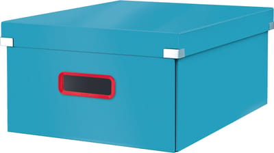 Leitz Click & Store Grote Kartonnen A3 Opbergdoos - 85% Gerecycled Karton - Opvouwbare Sorteerdoos met Deksel - 36.9 x 20 x 48.2 Cm (BxHxD) - Sereen Blauw