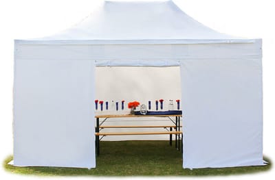 3x4,5 m Easy Up partytent Vouwpaviljoen PVC brandvertragend met zijwanden, PROFESSIONAL alu 40mm, wit