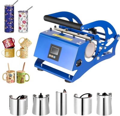 Mokken Persmachine - Hittepers Sublimatiepers - Gepersonaliseerde Geschenken Maken - Zes-in-één Vorm - 600 W - Blauw