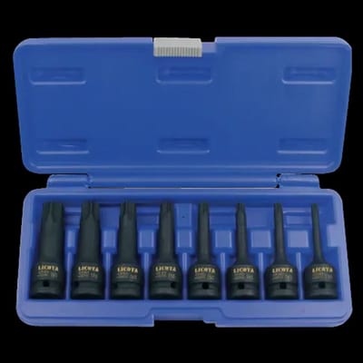 Slagmoersleutel Set zeskant – Erg Duurzame Dopsleutelset 1/2 inch van Hoogwaardig Chroom-Molybdeenstaal met Veilige Kogelsluiting en Kunststof Koffer voor Professioneel Intensief Gebruik T30-T80
