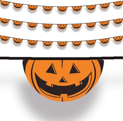Fiestas Guirca Halloween/horror thema feestslinger - 3x - pompoenen - pvc - 550 cm - feestversiering vlaggenlijn