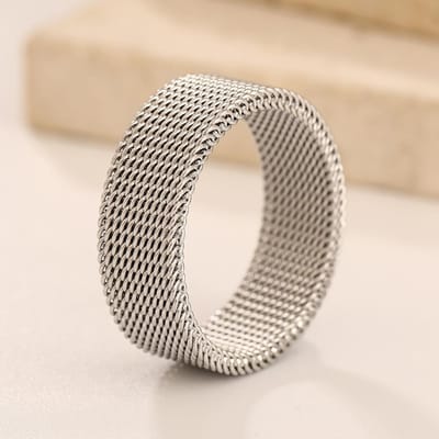 Bague Anneau Homme Euro-Américain Moderne Acier Inoxydable couleur or noir Bracelet Maille 8mm de Large Pour Hommes Femmes Bijoux Mode 9 gray