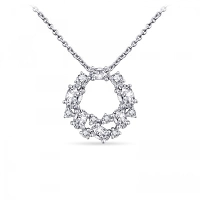 Gisser Jewels - Hanger incl. Collier - Cirkel Gezet met Ovale en Ronde Zirkonia Stenen - 18mmØ - Lengte 42+5cm - Gerhodineerd Zilver 925 - N1102-42+5