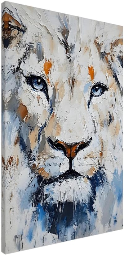 Canvas Schilderij - Abstract painted lion 60x90 cm - Dieren Wanddecoratie Woonkamer & Slaapkamer