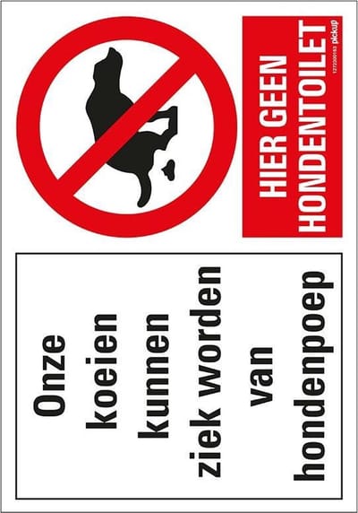 Pickup bord 23x33 cm Combinatie - Onze koeien kunnen ziek worden van hondenpoep