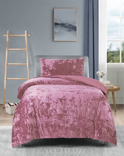 Princessdekbedovertrek Crushed Velvet -Soft Touch - Fluweel - Dekbedovertrek met Drukknopen- Eenpersoons - 140x200/220 + 1 kussensloop 60x70 - Licht Roze