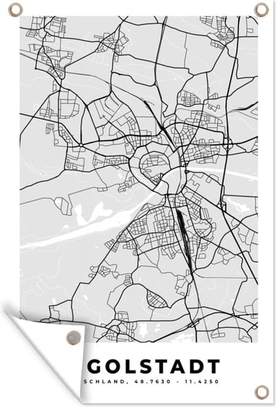 Muurdecoratie Kaart - Ingolstadt - Duitsland - Stadskaart - Plattegrond - 120x180 cm - Tuinposter - Tuindoek