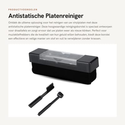 Dailygoods - Antistatische Platenreiniger - Reinigingsborstel - Ideaal voor Vinyl - Stofverwijderaar - Voor draaitafels - Compact formaat