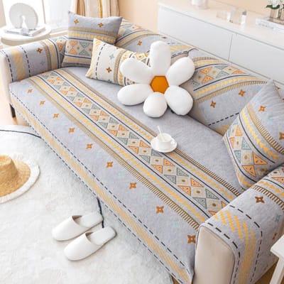 Gedrukte bankhoes vier seizoenen universele chenille antislip rugleuning hoes woonkamer bank kussen handdoek woondecoratie hoes 30x50 pillowcase1pc