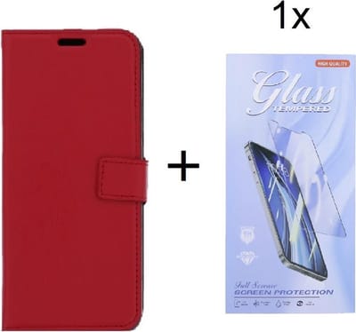 Bookcase Geschikt voor: Sony Xperia 5 III - Rood - portemonee hoesje met 1 stuk Glas Screen protector