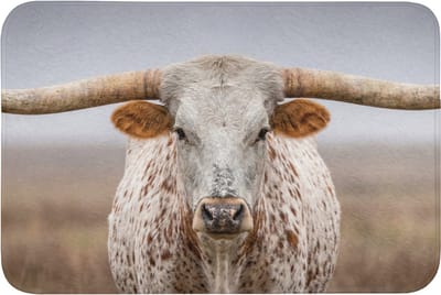 Badmat 90x60 cm - Antislip - Longhorn - Grasveld - Dier - Badmatten voor badkamer - Badkamermat - Douchemat - Badkamer mat