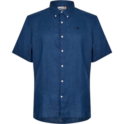 Timberland Herenoverhemd van Mill Brook, van linnen, met kraag en knoopsluiting (Donkere Denim)