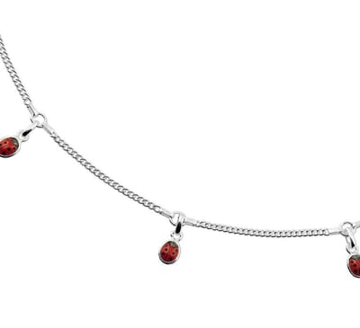 YO&NO - Ketting - Zilver - Gourmet - Lieveheersbeestje -  38cm - Kinderen - Gerhodineerd - Zilver 925