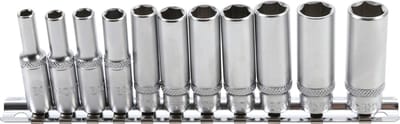 BGS - Doppenset lang 1/4 - 11 delig INCH ! - Engelse maten - 3/16, 7/32, 1/4, 9/32, 5/16, 11/32, 3/8, 13/32, 7/16 en 1/2" (zeskant)  BGS 2429