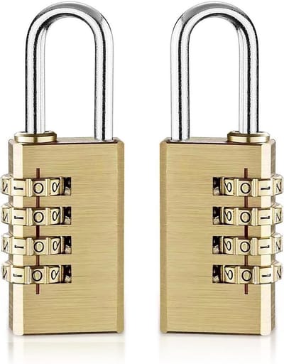 Cijferslot 2 stuks - Combinatieslot Messing - Koffers Beveiligen - 4-Cijferige Code - 61 x 21 cm - Geel