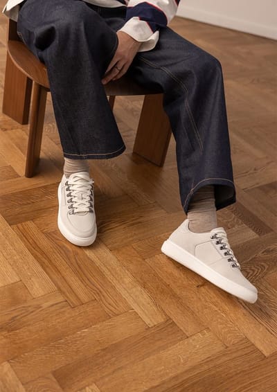 Manfield - Heren - Off white nubuck sneakers - Maat 40