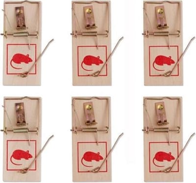 Houten Muizenval – Klapval – Muizenplaag - Klapvallen – Anti muis – Mousetrap - Set van 6