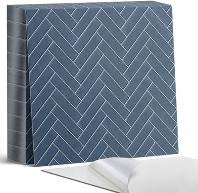 Coloray Plaktegels - Visgraatpatroon Zelfklevende Tegels - 20 cm x 20 cm - Marine Plaktegels - 20 stuks - Vierkant PVC Tegels - Plaktegels Badkamer - Plaktegels Vloer - Vinyltegels Vloer Zelfklevend - Wandtegel Zelfklevend