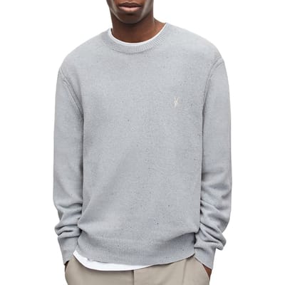 AllSaints Brice Crew Denim Blue Marl Maat: XXL | Sweaters Outlet | Heren | Grijs