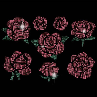 Dailygoods - Dailygoody - Rozen - opstrijkbare steentjes - multifunctioneel - verschillende rozen - warmteoverdrachtstickers - ideaal voor T-shirts en kleding - 1