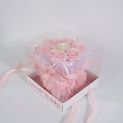 La Roselle Amsterdam Roze kunstbloemen in Luxe Geschenkdoos – Rozenboeket Cadeau – Inclusief Draagbox
