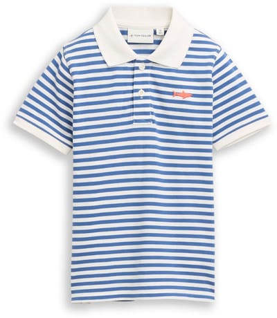Tom Tailor - Piqué poloshirt met borduursel - Maat 92/98 - blue white stripe