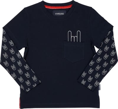 Vinrose Longsleeve Dalton - T-shirt - Lange Mouwen - Donkerblauw - Jongens - Maat: 98/104
