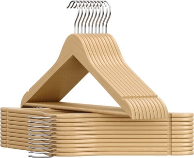 SONGMICS - Kledinghangers - Houten Kledinghangers Set van 30 - Ruimtebesparend - 360° Draaibare Haak