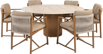 Colorado Marina dining tuinset 160xH75 cm rond 7 delig keramiek amber 4 Seasons Outdoor