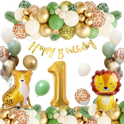 FeestmetJoep® jungle thema ballonnenboog 75 stuks - Wild one Jungle verjaardag versiering