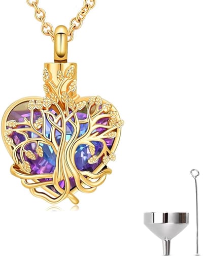 Luxe Ashanger - met Ketting (55 cm) - Voor As, Haren of Parfum - Assieraad - As Ketting - Gedenksieraad - Urn - As Hanger - Incl. As vuller en Opbergzakje - Gold Forest