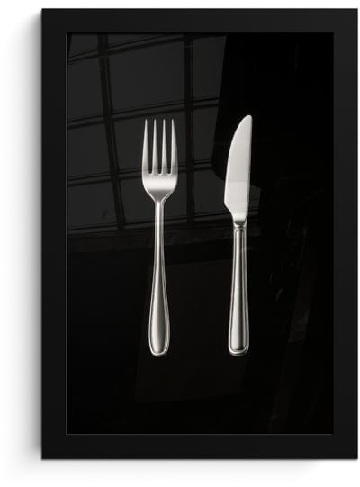 Poster in lijst - Fotolijst 20x30 cm - Posters - Bestek - Klassiek - Elegant - Posterlijst zwart - Decoratie - Wanddecoratie woonkamer - Muurdecoratie slaapkamer
