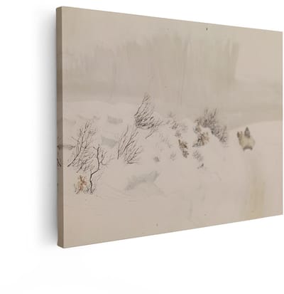 Artaza Canvas Schilderij Winterlandschap - 80x60 cm - Wanddecoratie Hondenslee - Muurdecoratie Japandi - Schilderijen Op Canvas Natuur