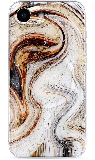 Casemania Hoesje Geschikt voor Apple iPhone 16e - Wit - Marmer Back Cover met Camera Bescherming - Geschikt voor MagSafe