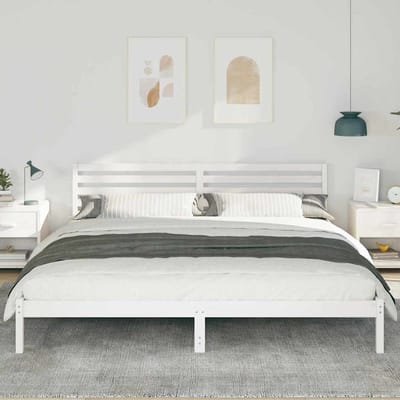 vidaXL - Bedframe - met - hoofdeinde - Wit - 180 - x - 210 - cm - Massief - grenenhout