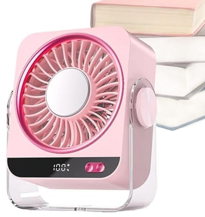 Tafelventilator met Koelelement - Mini Ventilator -Ventilator met digitaal batterijdisplay - Aircooler - Luchtkoeler - USB Ventilator - Mini Airco - Bureau Ventilator - Ventilator met Water - Waterkoeling - Air Cooler -Roze