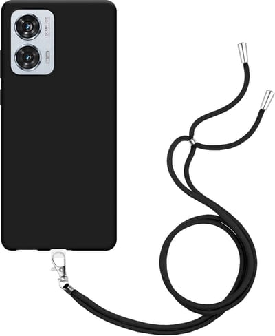 Just in Case hoesje met koord geschikt voor Motorola Edge 50 Fusion (5G) Hoesje met Koord - Flexibele Case - Zwart