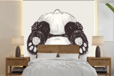 Behang - Fotobehang Voet - Panda - Zwart - Wit - Breedte 280 cm x hoogte 280 cm