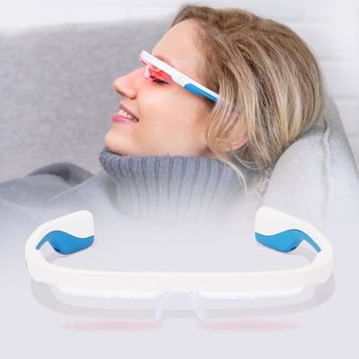 AYO+ lichttherapiebril - 470 nm blauw-turquoise licht voor overdag - 670 nm rood licht voor avondroutine - Vergelijkbaar met de krachtigste daglichtlampen - Inclusief bioritme-app