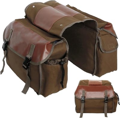Fietszadeltas Canvas - Fietstas Bagagedrager - Spullen Vervoeren - Veilig Gespontwerp - 33 cm tussenruimte - Kaki