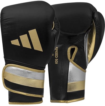 Adidas Speed 501 Bokshandschoenen - Microfiber - Zwart/Goud (Beschikbaar in verschillende maten)