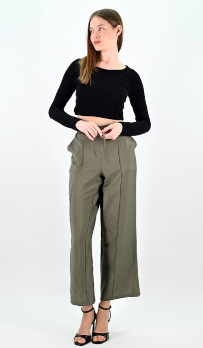 YesMooi - Wide Leg Culotte Broek - Khaki - S (36) - Pantalon Dames Luchtige Broek
